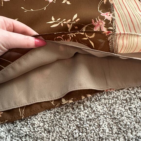 Worth brown floral a-line midi skirt size 12 - Picture 4 of 8